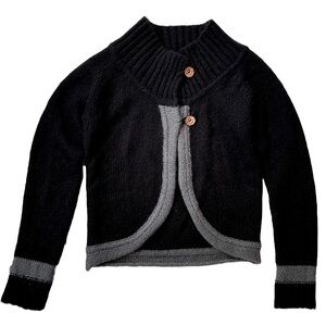 InWear Cardigan, Black & Grey, Soft Mohair Blend, Copper Buttons, Size Medium